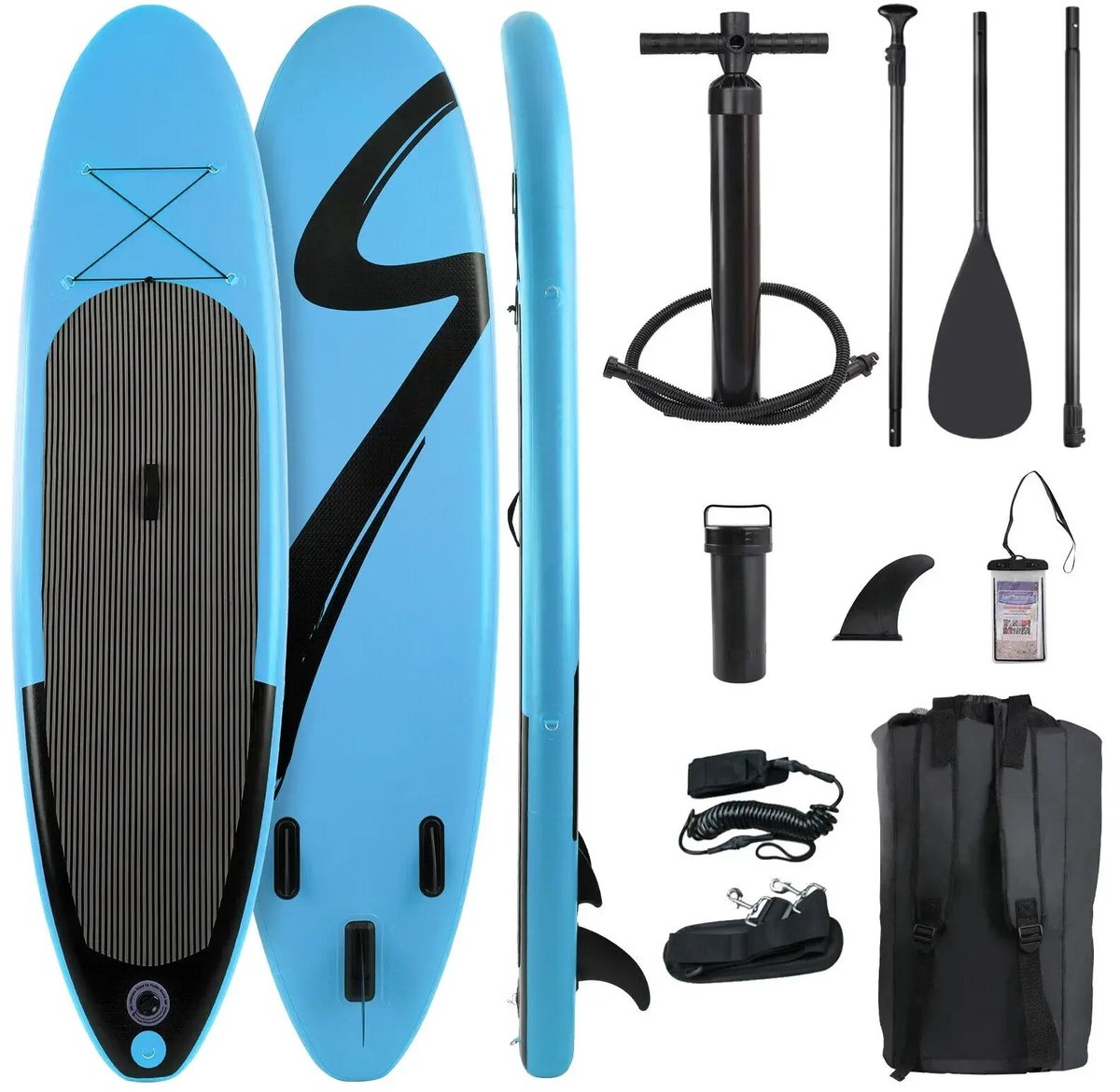 Opblaasbaar Stand-Up Paddle Board - Supboard - Antislip Dek & Compleet Accessoirepakket - Blauw - Sup - Kajak - Kayak - 10/11ft – Enkel Laag