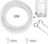Fil De Rideau 4m Blanc Avec Revêtement Plastique - 10 Crochets Et 10 Oeillets Inclus