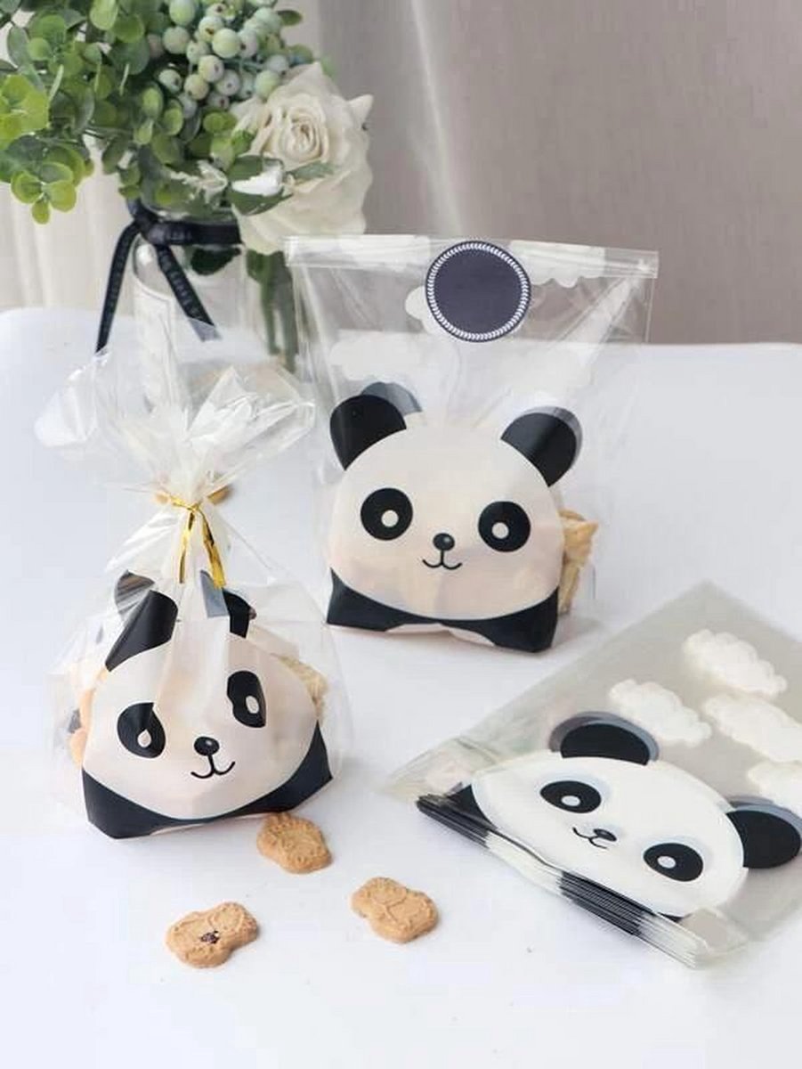Knaak Uitdeelzakjes - Traktatie Panda Design - 25 Stuks - Zwart/Wit - Feestelijk & Herbruikbaar