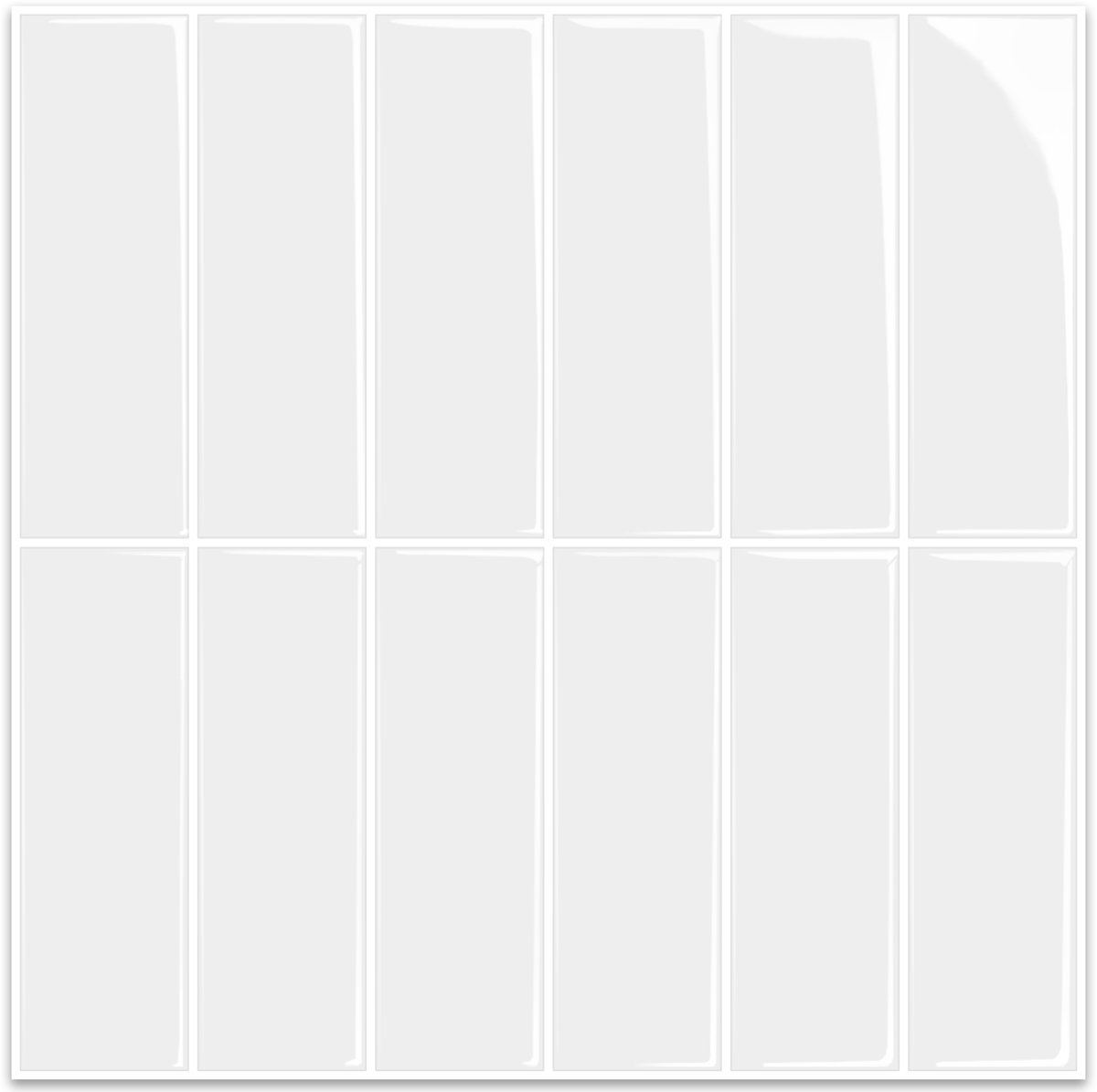 24Supply Plaktegels - 10 Stuks - Glans - Wit - 25.4x25.4cm