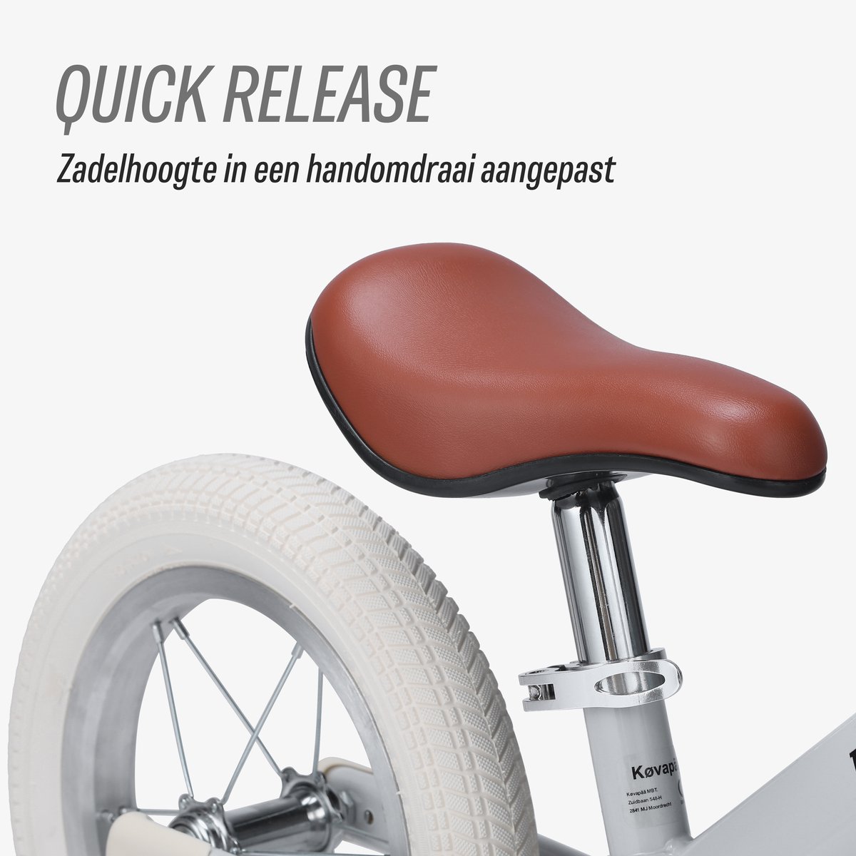 Køvapää - Loopfiets - Met Naamsticker - loopfiets 2 jaar - luchtbanden - 12 inch - Grijs — afbeelding 10