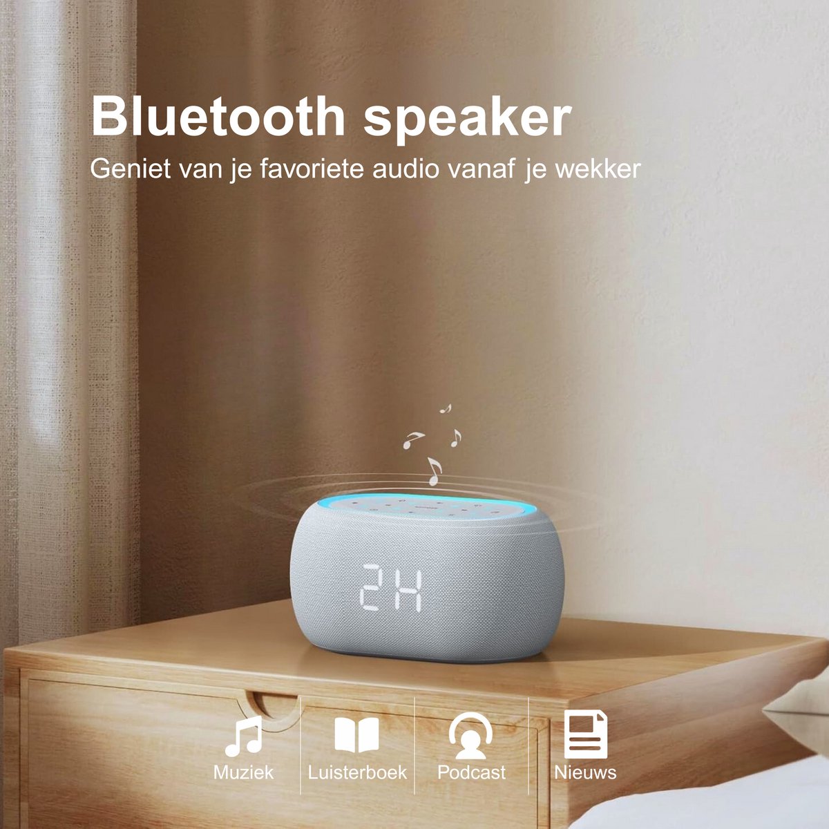 Neveda Digitale Wekker – White Noise Machine met Geluiden – Nachtlamp licht & Bluetooth Speaker – Brown Noise Machine - Voor Slaapkamer, Baby, Kinderen & Volwassenen — cadeau in Gadgets - foto 7