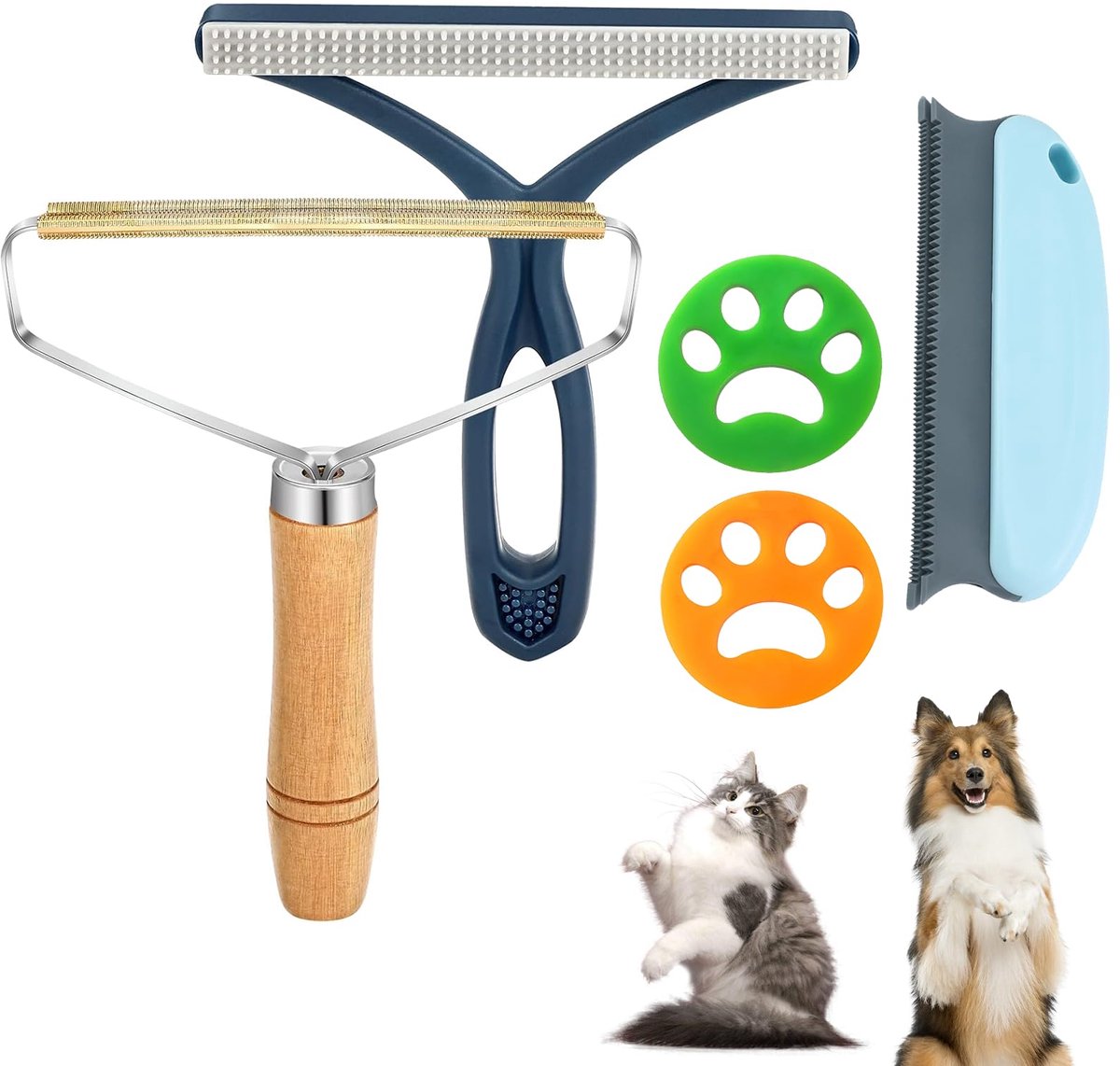 Ibenzoa® Dierenhaarverwijderaar Set met Pluisborstel en Kasjmierkam voor Katten en Honden