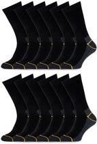 Stapp Yellow Worker | Werksokken | Versterkte teen en hiel | OEKO-TEX® gecertificeerd | Kleur: Zwart | Maat: 39-42 | 12 Paar