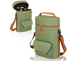 Premium Yerba Mate Kit Draagtas - Dubbellaags Waterdicht 2 Wijnfleszakken Draagbare Tas voor Reizen, Picknick, Strand