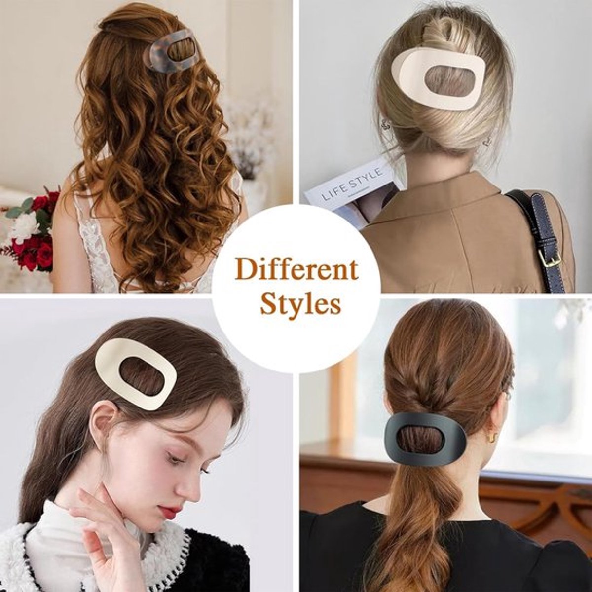 Haarklemmen - 1 stuks - Dames - Platte - Haaraccessoires - Haarclip - 1 Kleuren - Haarspelden - Clips