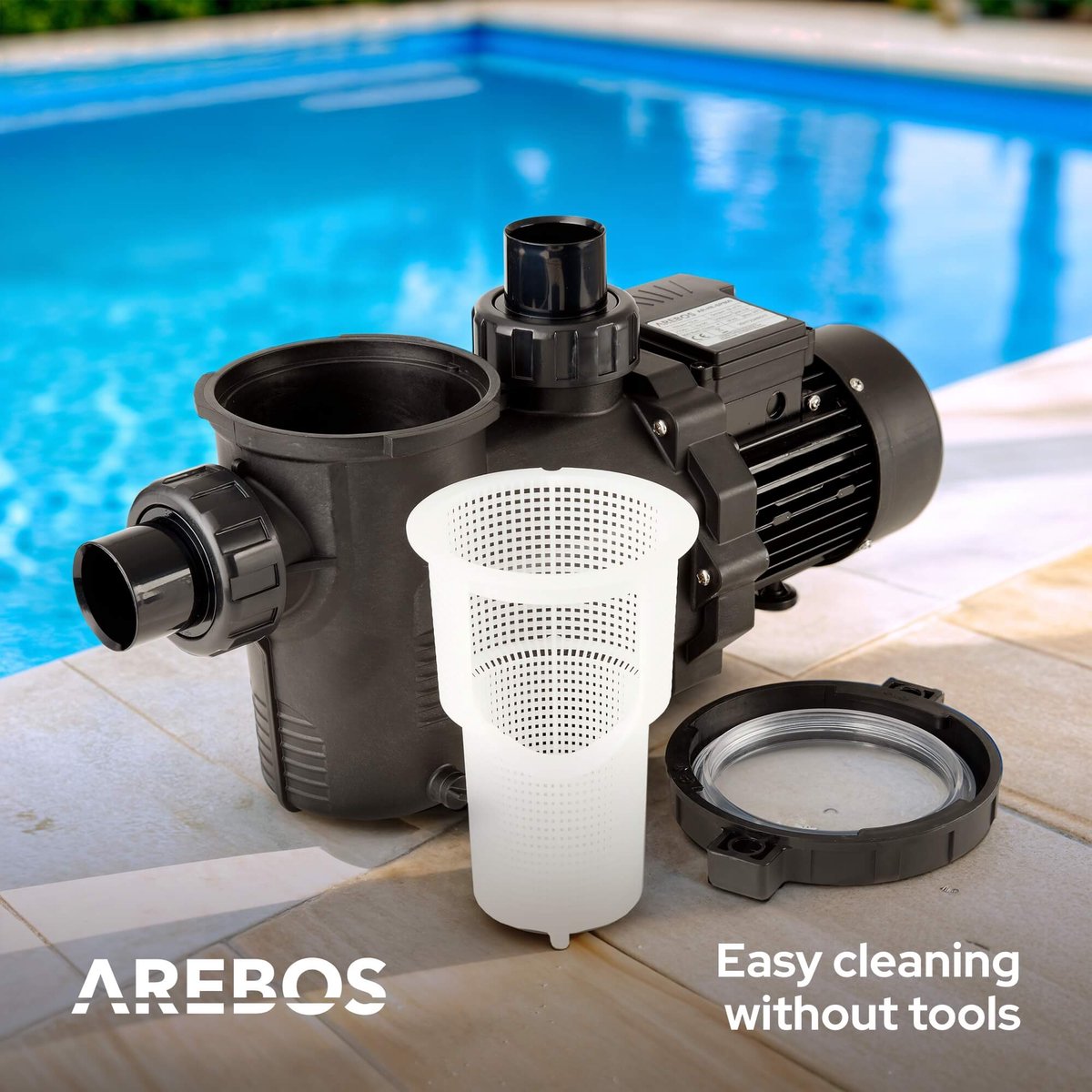 AREBOS Zwembadpomp met voorfilter zandfilterinstallatie krachtig 800W 19000 l/u – foto 7