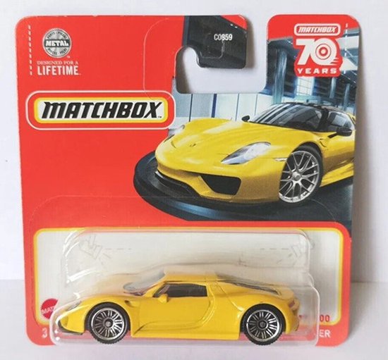 MATCHBOX PORSCHE 918 SPYDER 77-100 YELLOW (HLC88) 1:64 METAL bol