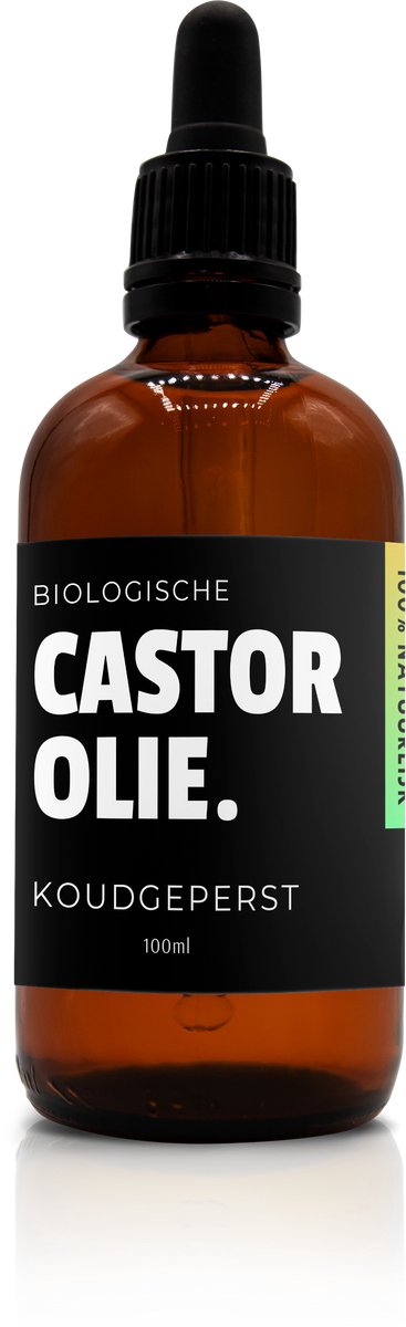 Natuurbazen Castor olie – 100% Biologisch & Koudgeperst – 100ml in Bruine Glazen Fles – Ricinusolie - Hexaanvrij – Castor oil voor Wimpers, Haar, Huid & Castor olie Packs