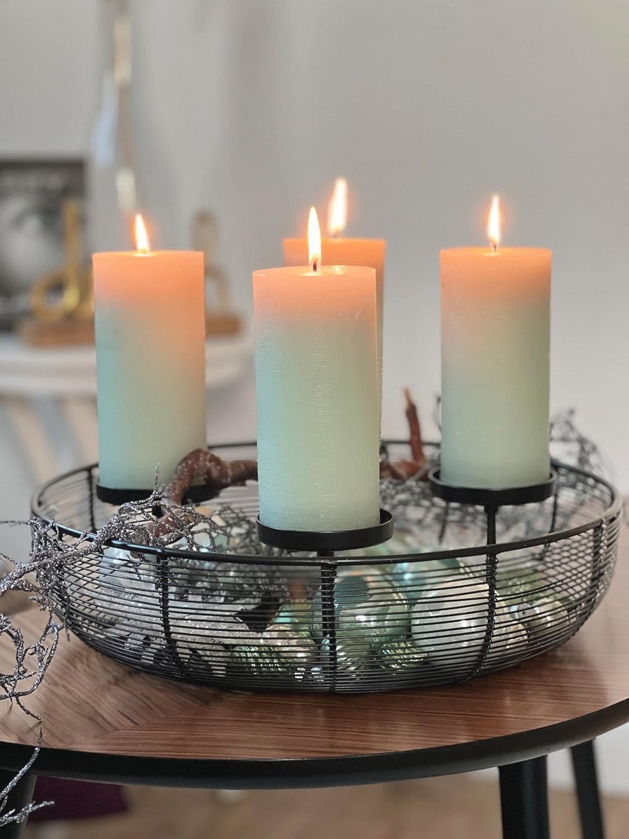 Adventskrans 36,5 cm - Zwart Metalen Kerstdecoratie met Kaarsenhouder
