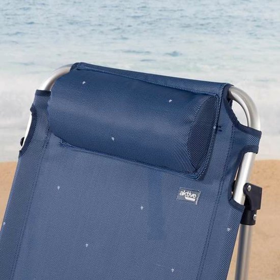 Sedia Da Spiaggia Aktive 62629 Pieghevole, Reclinabile In 4 Posizioni, Con Braccioli E Cuscino, Facile Da Trasportare, Perfetta Per Mare E Relax