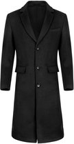 Allthemen Heren Effen Lange Winterjas tot over de Knie - Wollen Slank fit Warm Jasje - M