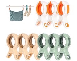 9 Stuks Wasknijpers - Grote Knijpers - Strandlaken Knijpers - Badlaken Clips - Handdoek Klemmen - Heavy Duty Handdoekklemmen - Handdoekklemmen Voor Strandligstoelen- Winddicht - Strandlaken - Clips Voor Strandlaken, Beddengoed En Dikke Kleding