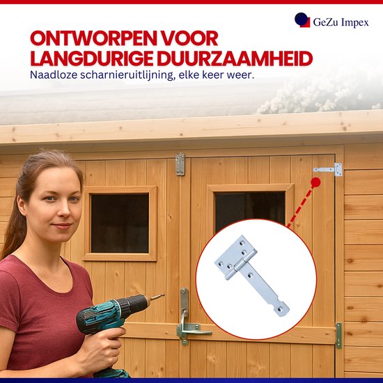 GeZu Impex Charnière en T 100 mm Galvanoplastie