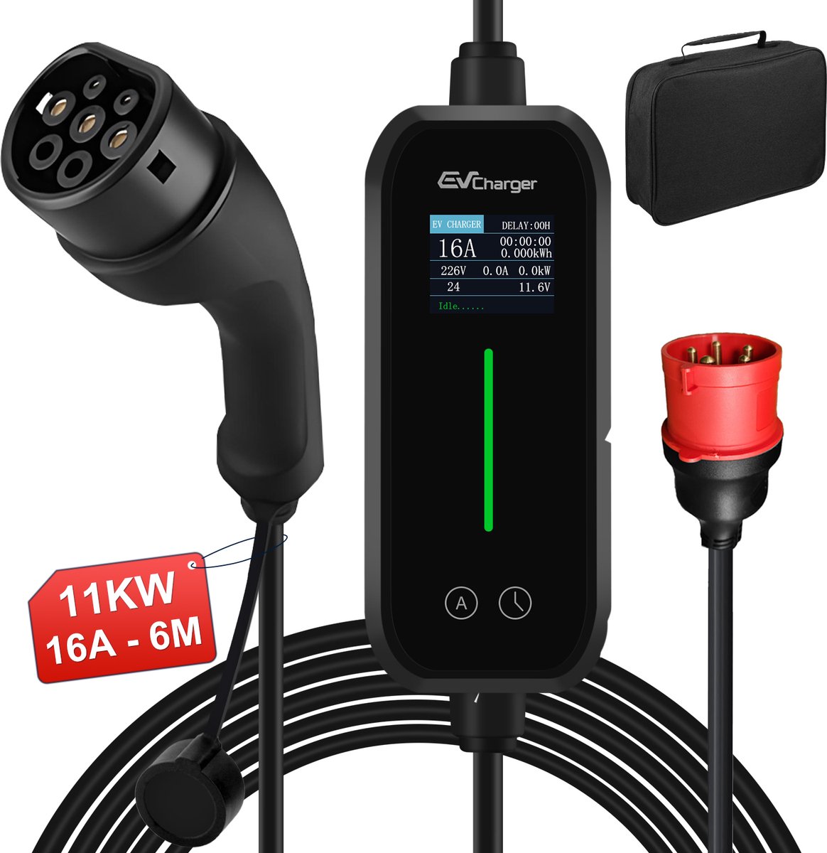 JUNSUN Draagbare 11kW 3-Fase EV Laadkabel - WiFi Bediening