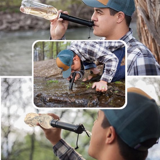 BOECK - Filtre à eau Plein air - Purificateur d'eau portable pour Camping, Voyages et urgence - Capacité de 1 500 L - Léger et sans BPA - Filtre à eau de Survie avec paille