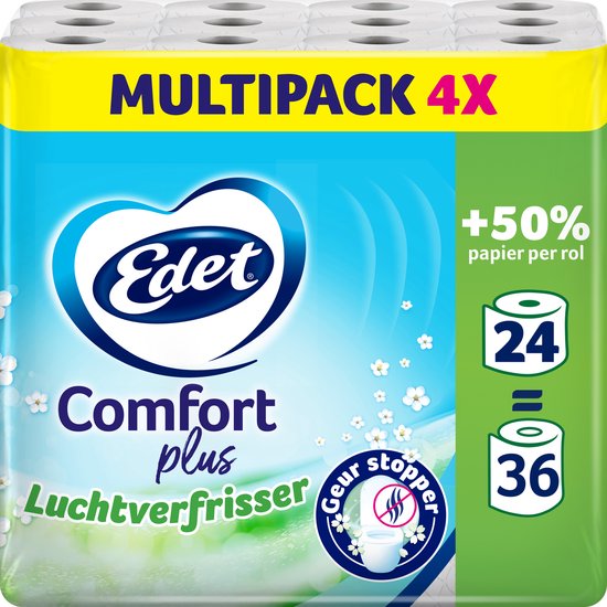 Edet Comfort Plus Toiletpapier met luchtverfrisser - 3 laags - 24 maxi rollen
