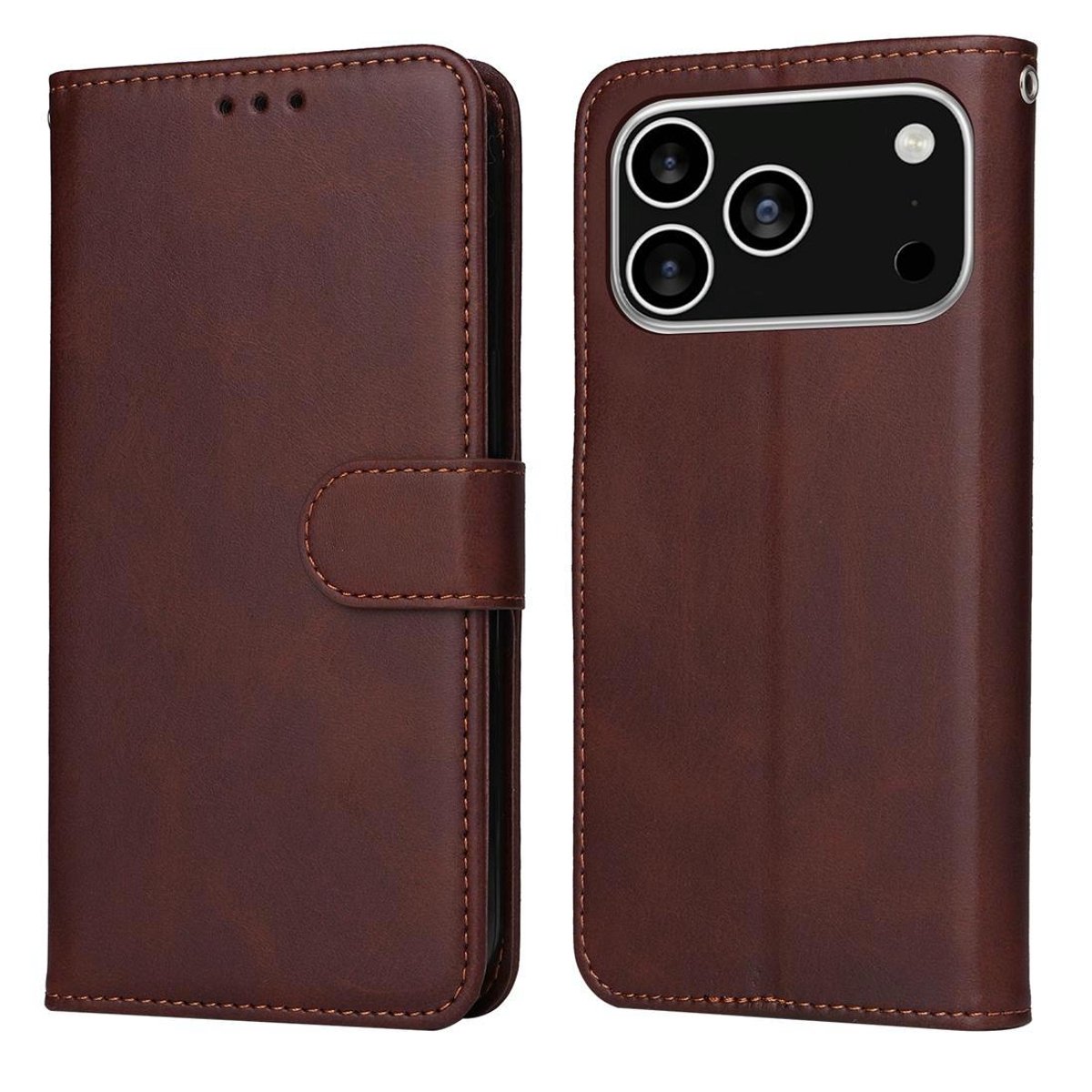 Mobigear Telefoonhoesje geschikt voor Apple iPhone 17 Pro Hoesje | Mobigear Wallet Bookcase Portemonnee | Pasjeshouder voor 3 Pasjes | Telefoonhoesje voor Pinpas / OV Kaart / Rijbewijs - Bruin