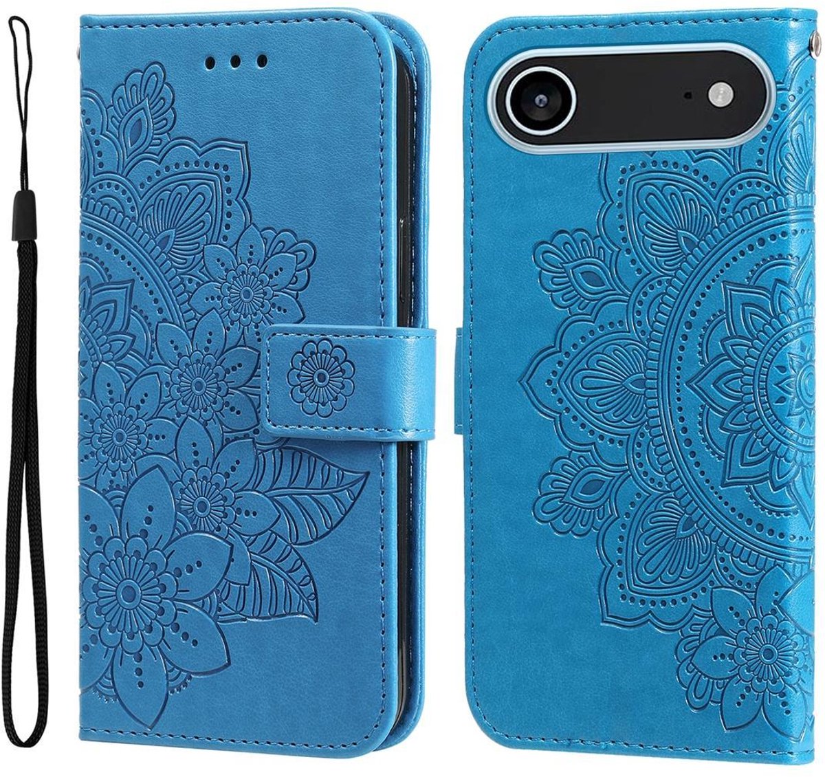 Mobigear Telefoonhoesje geschikt voor Apple iPhone Air Hoesje | Mobigear Flowers Bookcase Portemonnee | Pasjeshouder voor 3 Pasjes | Telefoonhoesje voor Pinpas / OV Kaart / Rijbewijs - Blauw