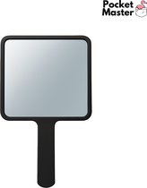 PocketMaster® Make-Up Spiegel / Handspiegel met Handvat - Zwart - Klein - Compact - Handzaam - 8,0 X 8,0 cm Spiegeloppervlak