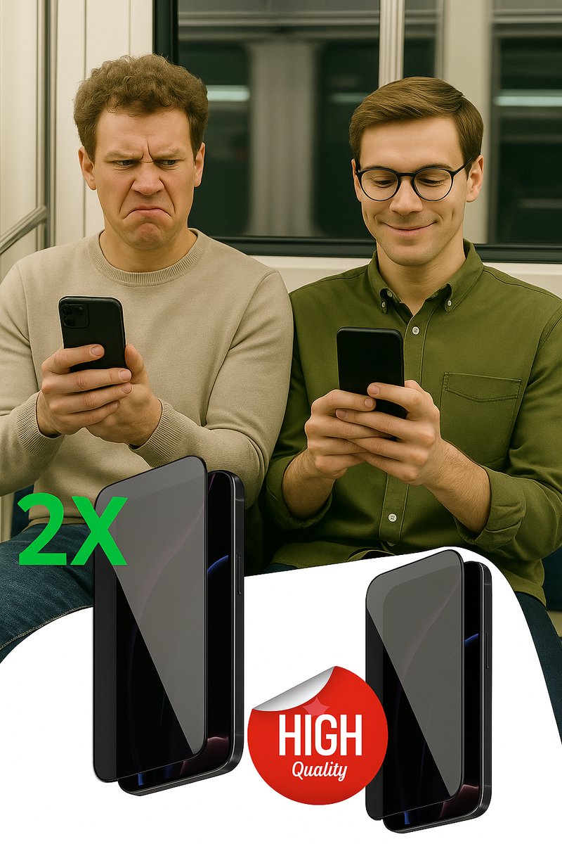 Privacy Screen Protector iPhone 16 Pro Max – 2 Stuks Duo Pack – Anti-Spy Beschermfolie, 9H Gehard Glas, Anti-Glare, Krasbestendig, Case-Friendly