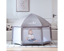 Lucellia® Grondbox baby - Pop up - Inklapbare Box – Playpen Baby – Babypark – Kinderbox – Baby Box – Speelbox voor Binnen & Buiten – Met Zonnescherm – Lichtgewicht – 140x140x70 – Ideaal voor Strand & Vakantie