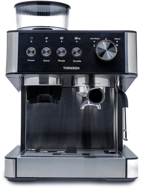 Tornado TCM-5431-GS – Pistonmachine - 20Bar - Home Barista Portafilter Koffiemachine met Conische Molen