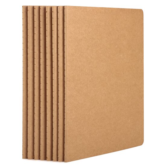 Set van 5 Kraft Notitieboeken A5, 60 Pagina's Gelijnd, 21 x 14 cm