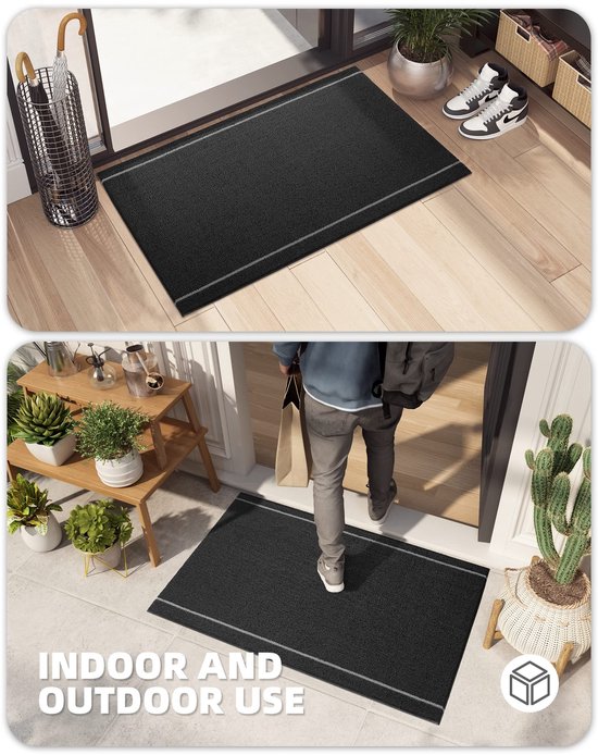 Entrando Schoonloopmat - voor buiten en binnen - ideaal voor kantoor, werkplaats, garderobe of garage - wasbaar, antislip, plat - antraciet zwart, 120x180 cm. Vuilvangmatten 120 x 180