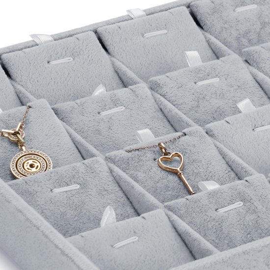 Frebeauty Sieraden Organizer Tray, Stapelbare Fluwelen Sieraden Trays, Lade Inserts Earring Organizer Voor Vrouwen Meisjes Sieraden Opslag Display Case voor Ringen, Stud Kettingen, Set van 9 (Beige
