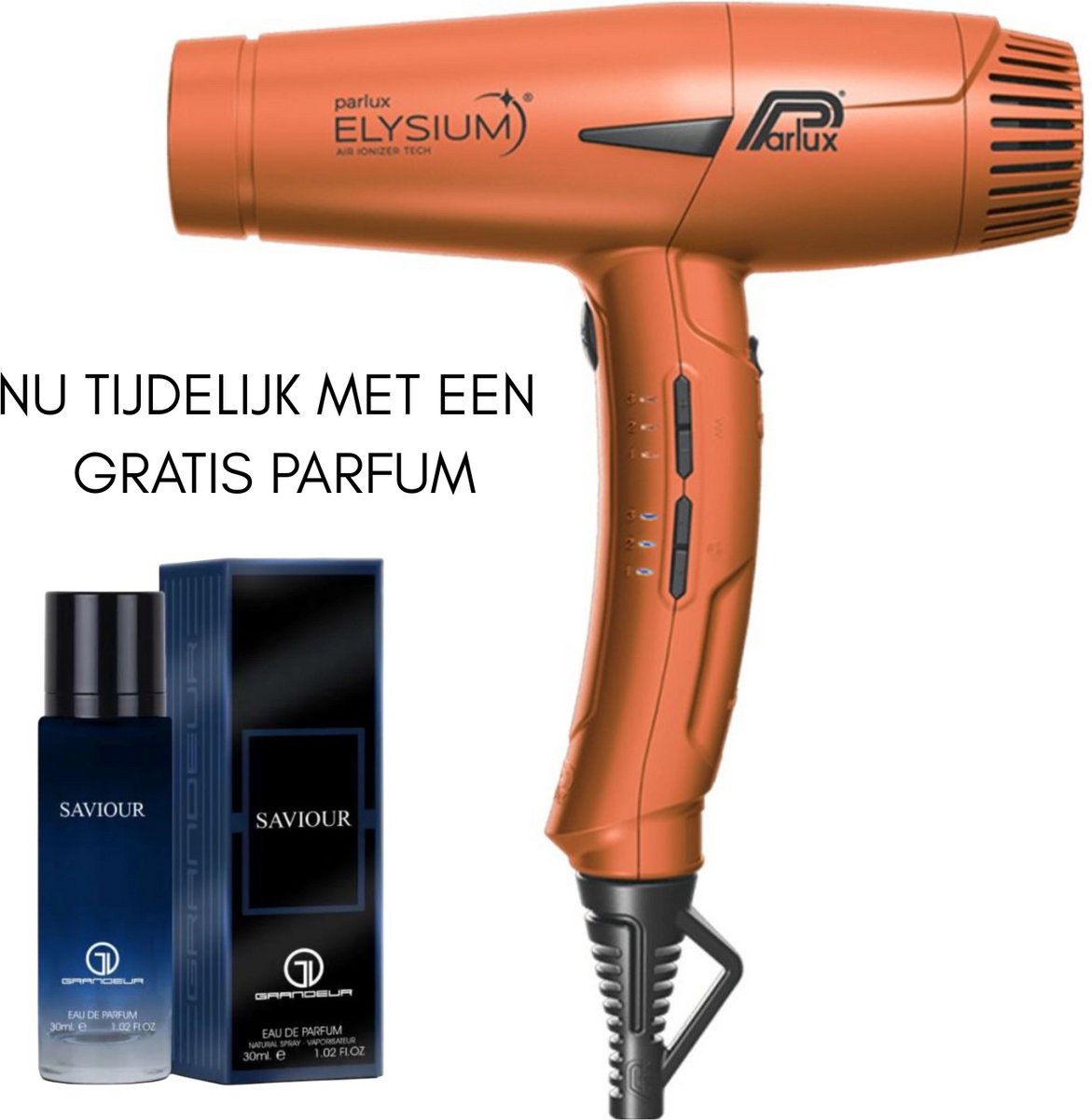 PARLUX Elysium Haardroger Rame 2300W + Gratis Eau De Parfum Saviour Intense, 30ml