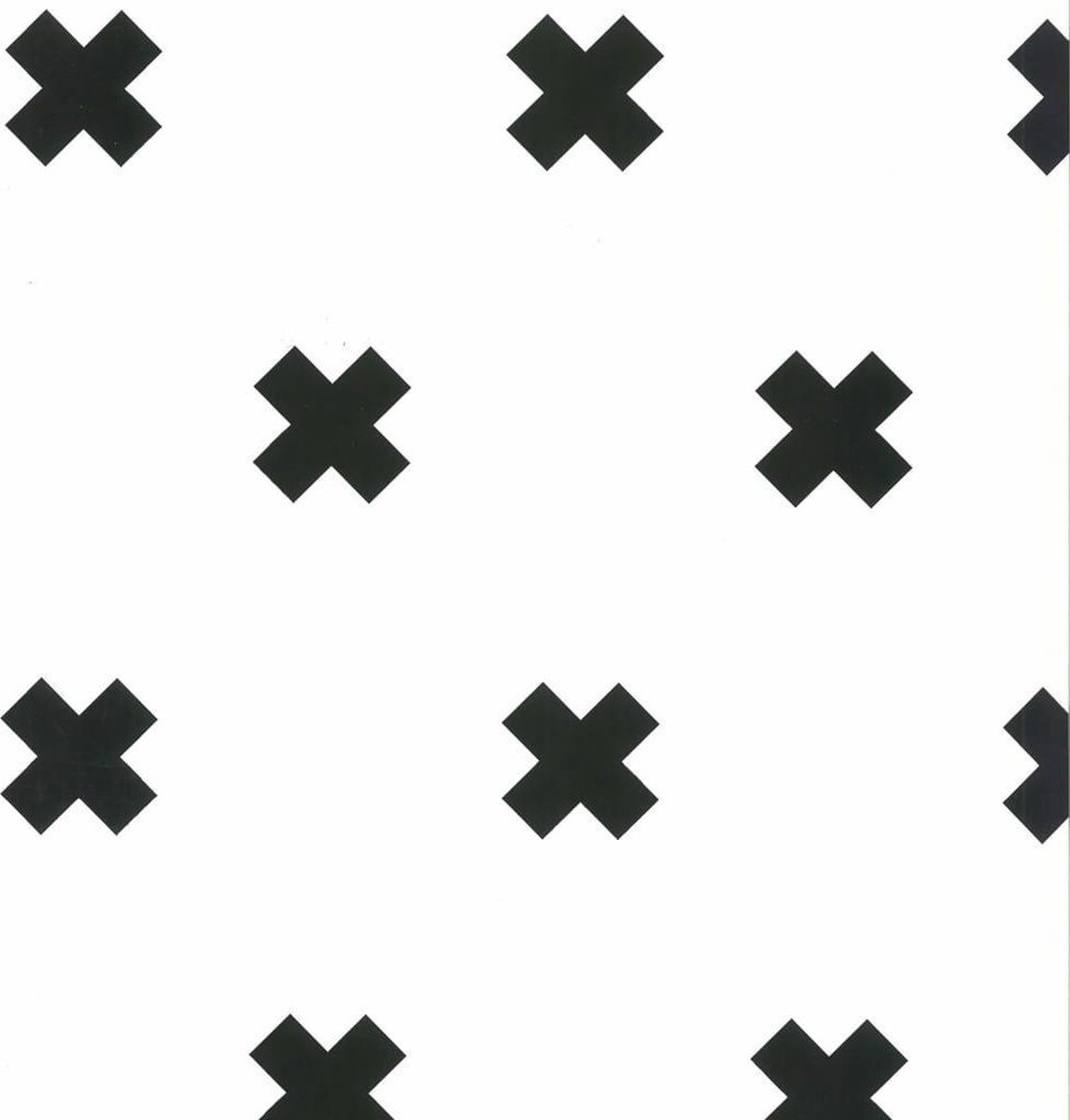 Noordwand - Fabulous - World - Behang - Cross - wit - en - zwart - 67104-6