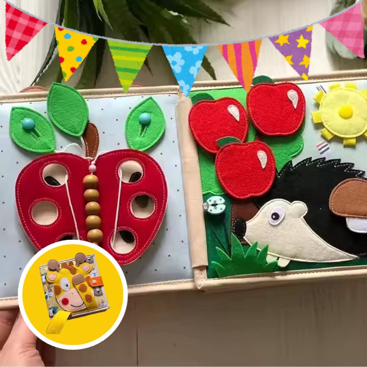 Montessori Activiteitenboekje Giraffe - Sensorisch Speelgoed - Extra Dik - Busy Board - Educatief Speelgoed - Montessori - Speelgoed - Inclusief Tas - Leeftijd 2 tot 7 Jaar — afbeelding 7