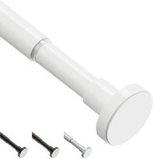 Uitschuifbare spanstang gordijnroede - telescopisch - 1 stuk - wit - 46-155 cm
