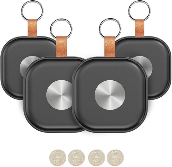 GPS Tracker- Set van 4 stuks - Locatie Tracker - GPS Volgsysteem - Bluetooth Tracker - Real-time Tracking - Smart Tag – Key Finder - Koffer Tracker - Bagage Tracker - Werkt met Apple Find My App - Zwart