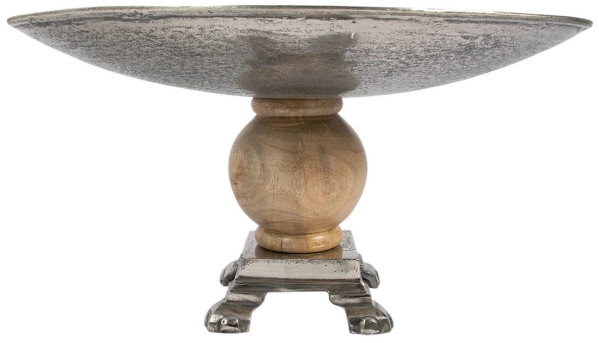 Dienblad op voet zilver hout h29 d55,5