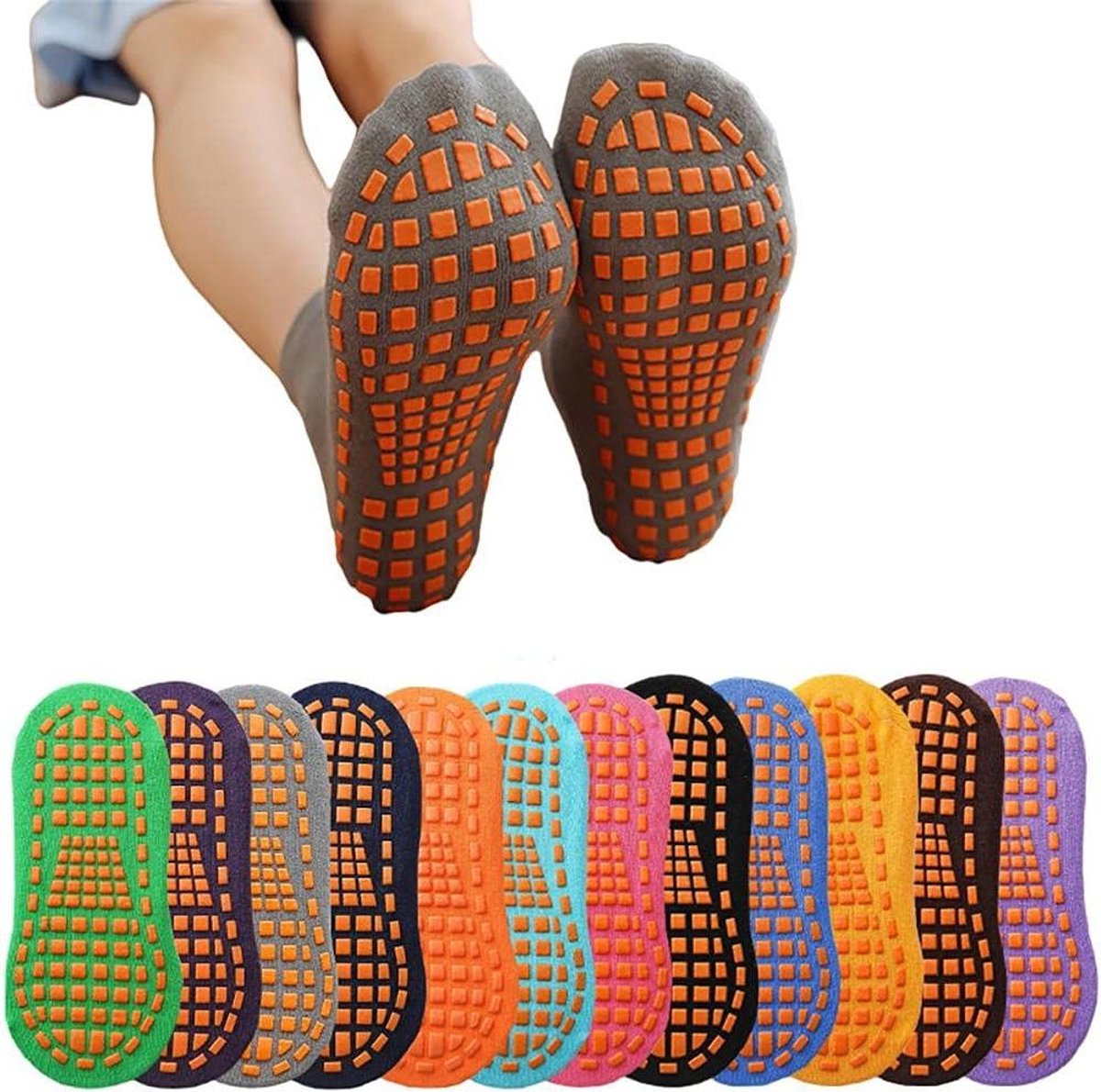 Allecto Plus - Antislip yogasokken met handgrepen voor volwassenen - Duurzame elastische huissokken voor Pilates en Ballet