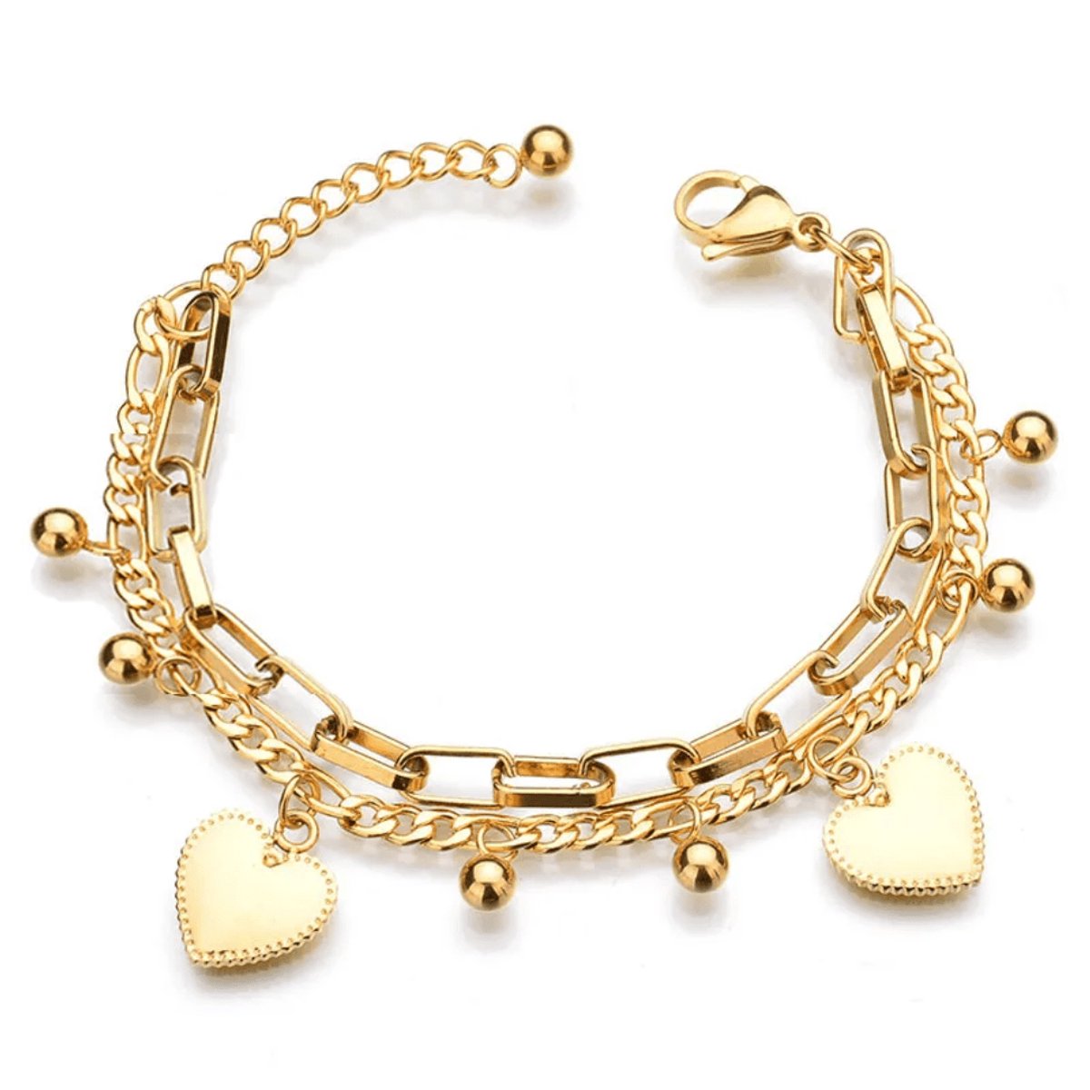 Luxxie bedel armband-hart armband-bedelarmband-trendy sieraden-kado voor haar-sieraden voor vrouw-clover armband-statement armband-nikkelvrij-armband dames-kerst kado