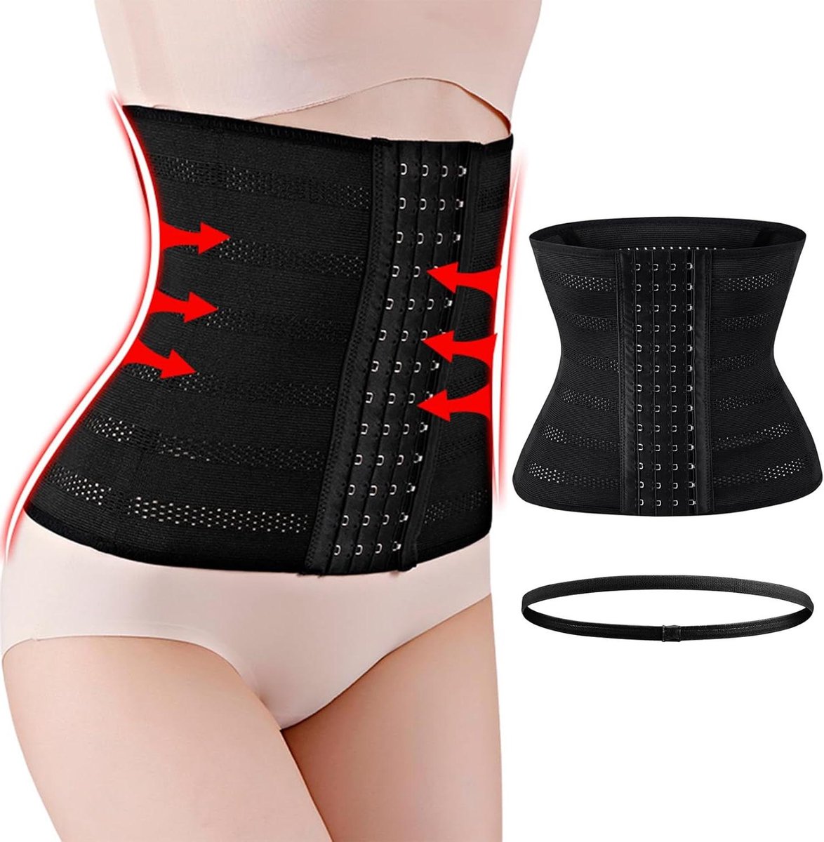 Allecto Plus - Taillevormer Corset voor Vrouwen Buikband Afslankband Afvaltrainer Taillevormer Taillevormer Body Shaper Buik Controle Band Taillevormer Buikband voor Gewichtsverlies Zwart XL
