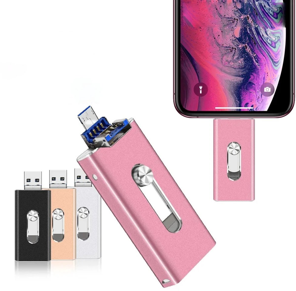 Image of 1 stuk 64GB USB Photostick – Geheugenstick met Hoge Snelheid – Geschikt voor iPhone, Android, iPad, Windows & Mac – Externe Opslag en Automatische Back-up voor Foto’s, Video’s en Bestanden – Fotobewaarstick & Telefoon Opslaguitbreiding