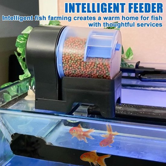 Papettly Automatische visvoederbak voor aquarium, 200 ml, inclusief 2 AAA-batterijen, zwemring voor visvoer