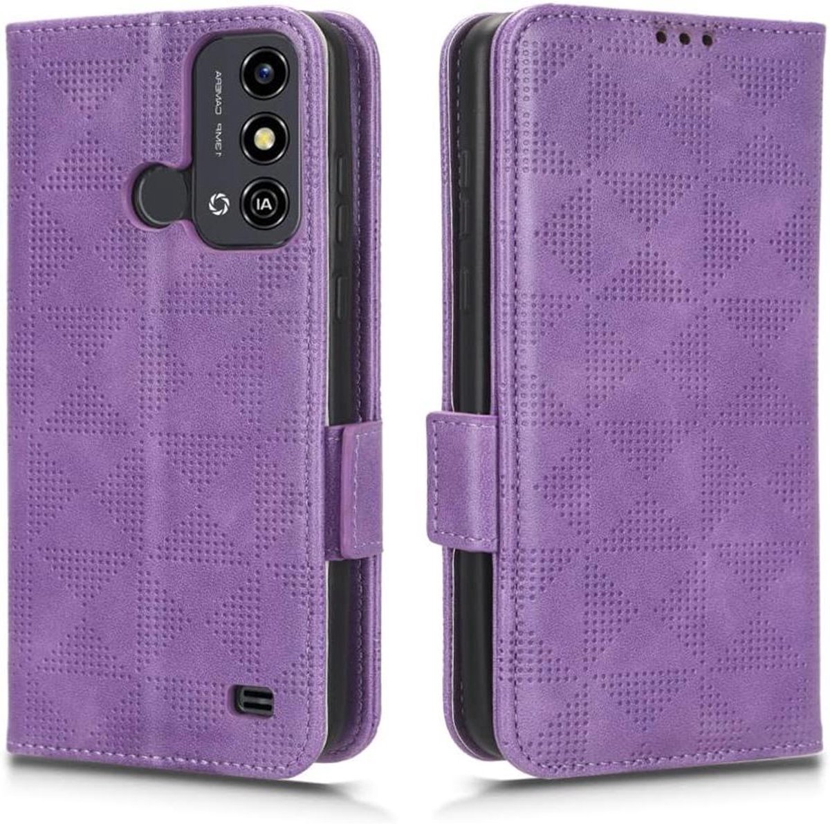 Lederen telefoonhoes met magneetsluiting en klapstandaard voor Realme C53 - Beschermhoes in paars PU/TPU materiaal met kaartenvak