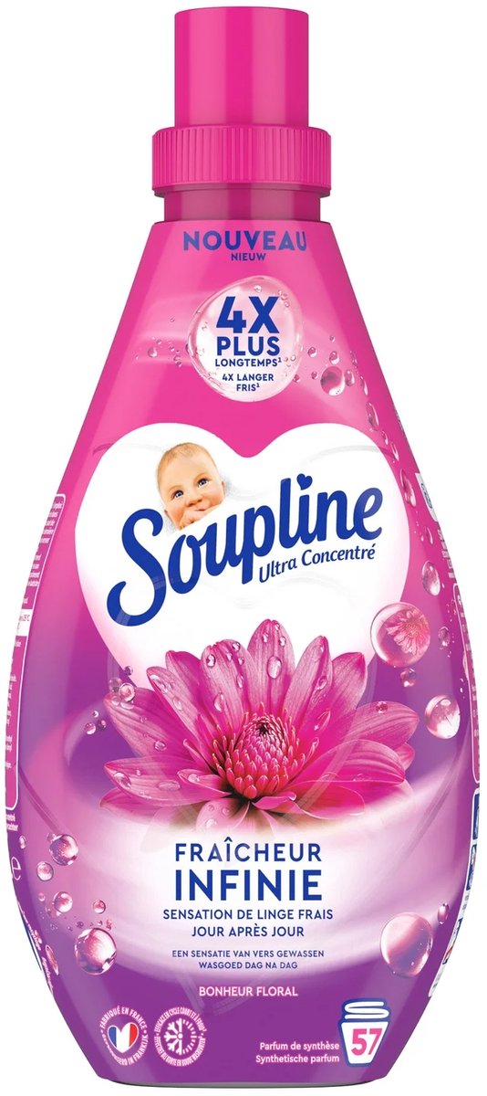 2 X Soupline Infinite Freshness Floral Happiness Wasverzachter 800ml, 57 wasbeurten