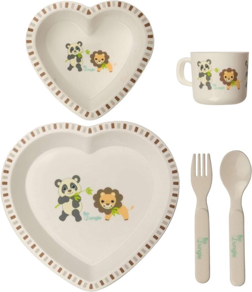 B-Dinner Set - Heart - Panda & Lion