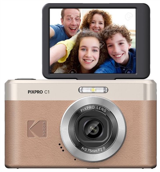 Kodak Pixpro Camera - Bruine Compact Camera met Kantelbaar Scherm