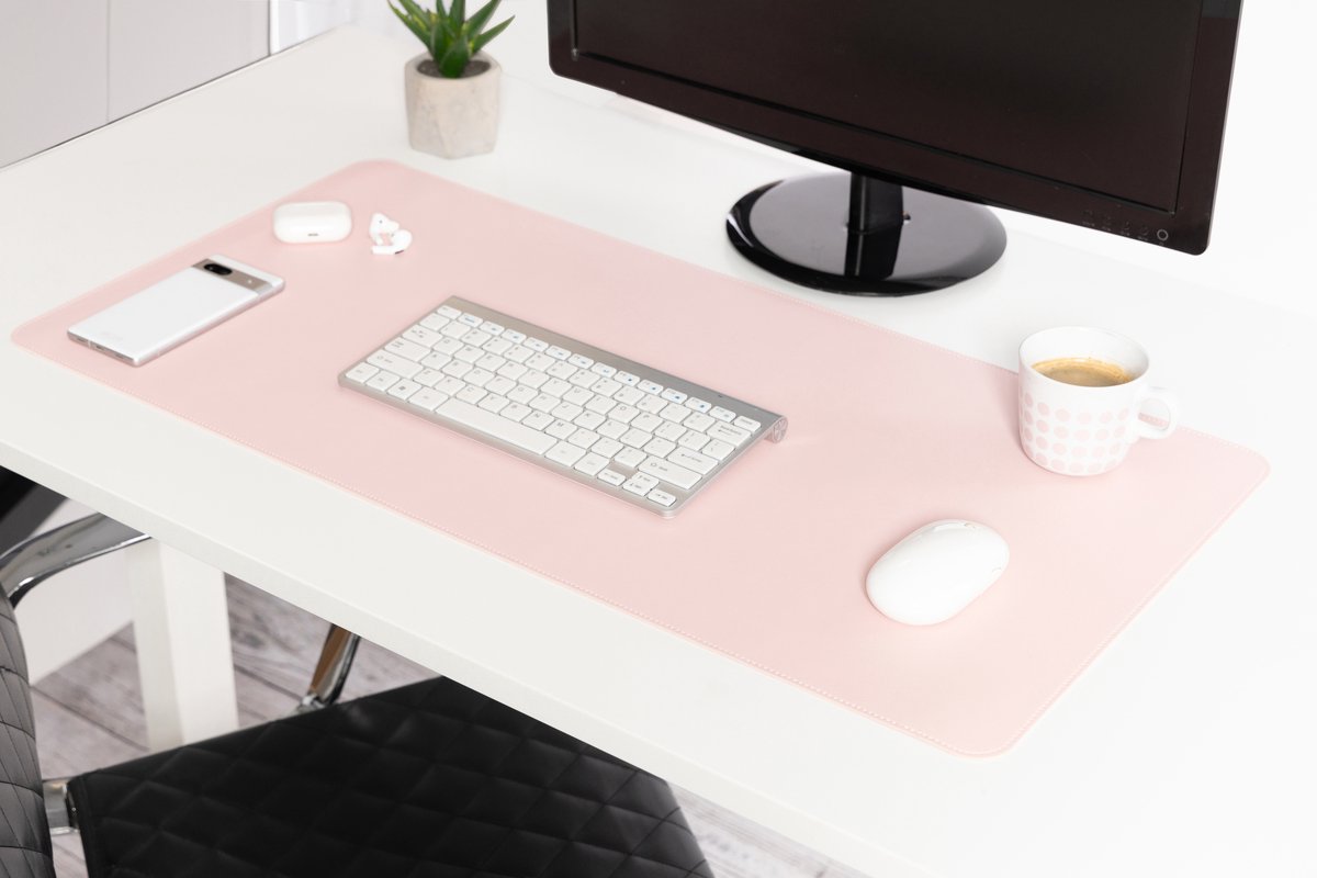 Orcq - Bureau mat - Bureau Onderlegger - Bureau Organiser - Deskmat - Hoogwaardig Kunstleer - 80 x 40 cm -Roze