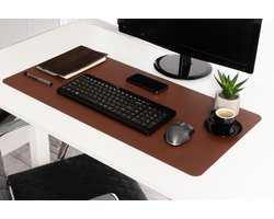 Orcq - Bureau mat - Bureau Onderlegger - Bureau Organiser - Deskmat - Hoogwaardig Kunstleer - 80 x 40 cm - Donkerbruin