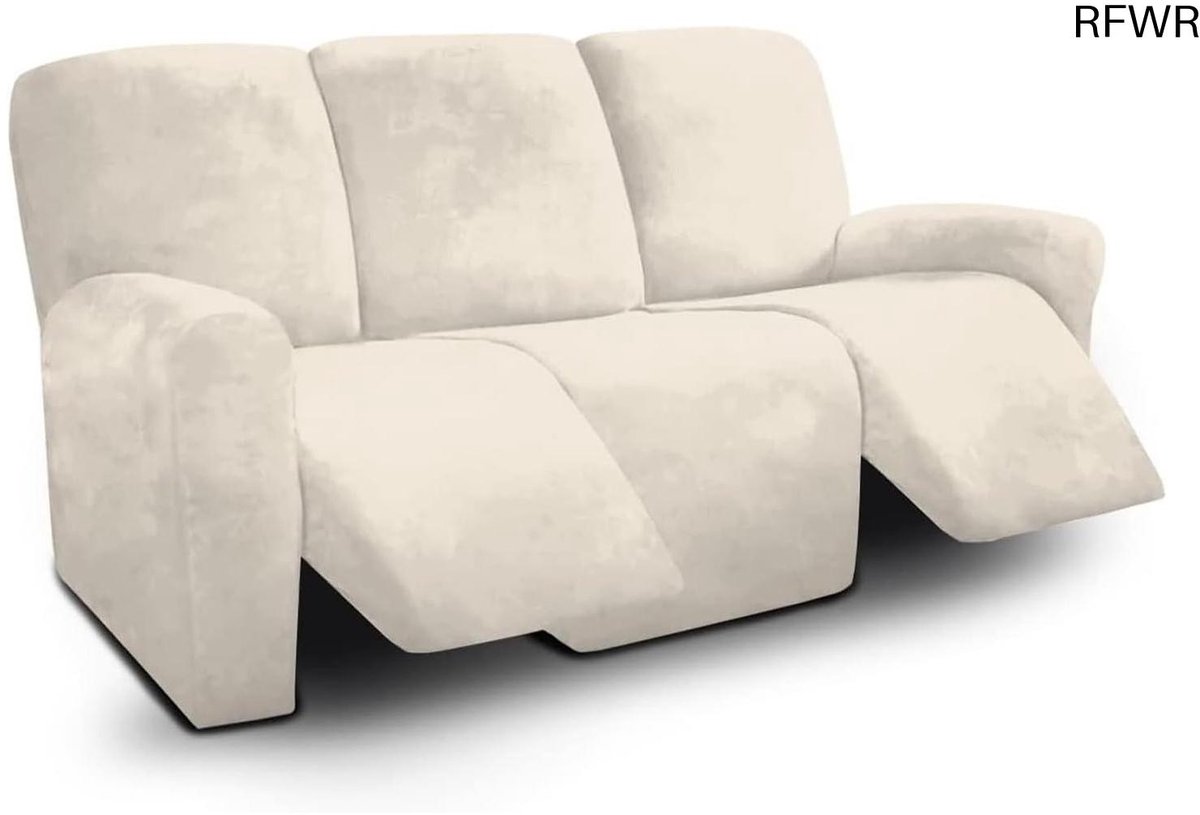RFWR Verstelbare 3-zitsbankhoes - 8-delige stretch hoes voor bescherming en comfort Beige