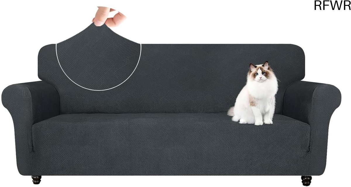 RFWR® Elastische Bankhoes voor 3-Zitsbank met Armleuningen - Krasbestendige Meubelhoes voor Woonkamer, Anti-Slip en Universeel Design