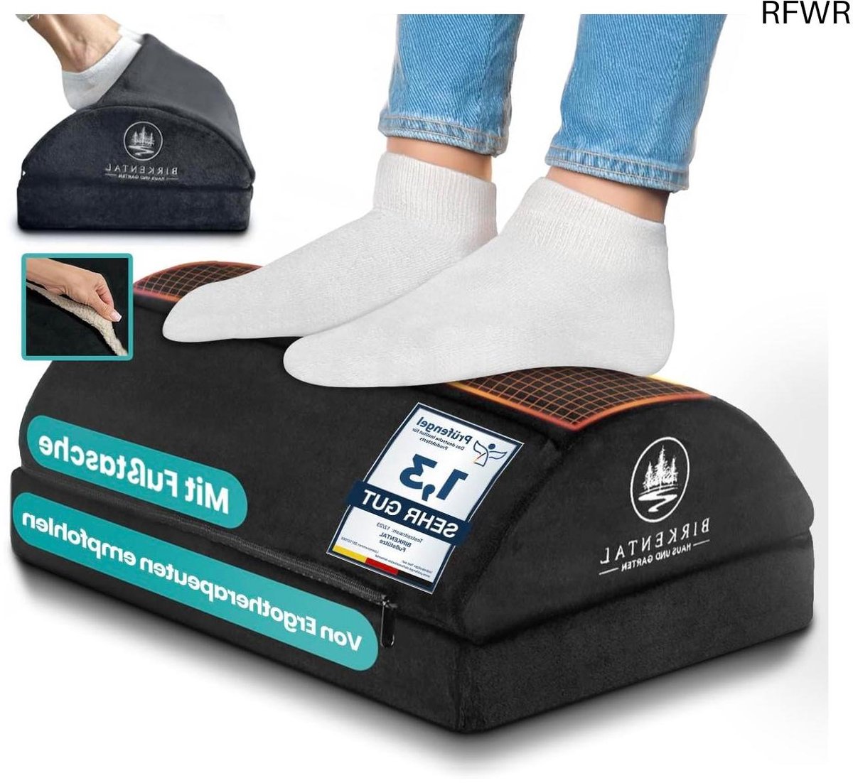 RFWR® Ergonomische Voetensteun voor Bureau, Hoogte Verstelbaar met Antislip, Comfortabel en Praktisch Kantooraccessoire